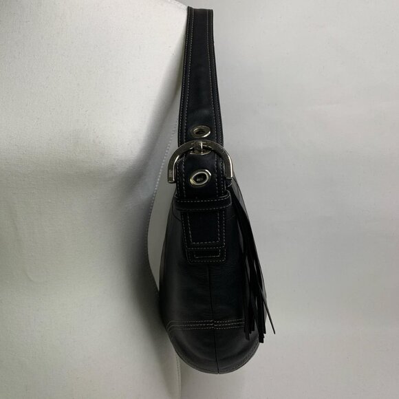 Vintage black leather Coach shoulder - Picture 3 of 8
